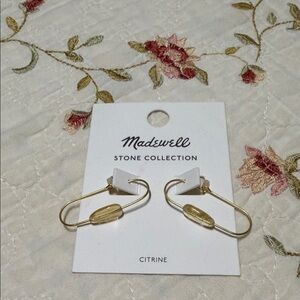 Madewell Gold Hoop Earrings with Citrine Beads